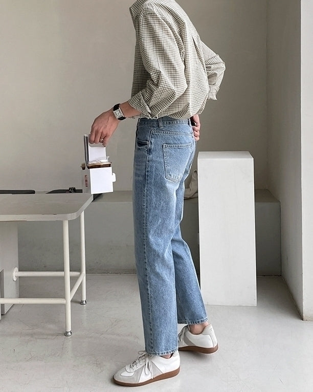 Vintage Wash Casual Straight Jeans