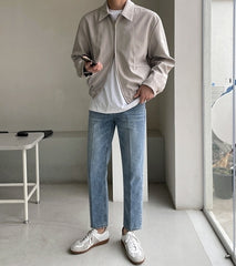 Vintage Wash Casual Straight Jeans