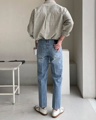 Vintage Wash Casual Straight Jeans