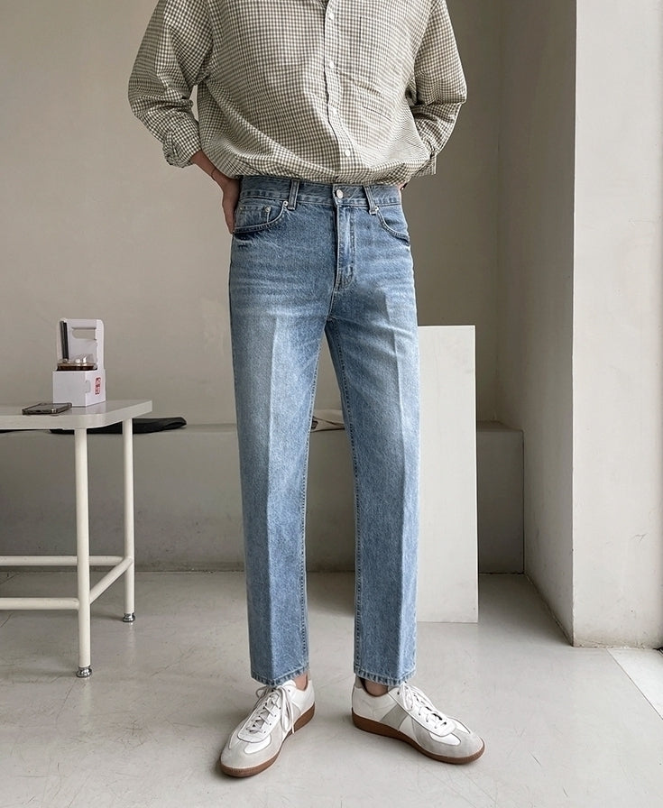 Vintage Wash Casual Straight Jeans