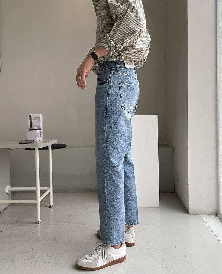 Vintage Wash Casual Straight Jeans