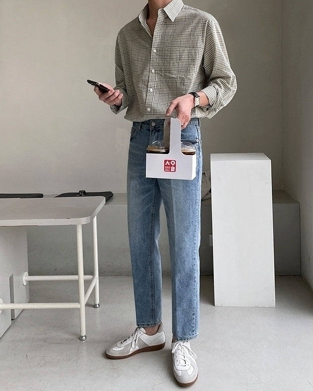 Vintage Wash Casual Straight Jeans