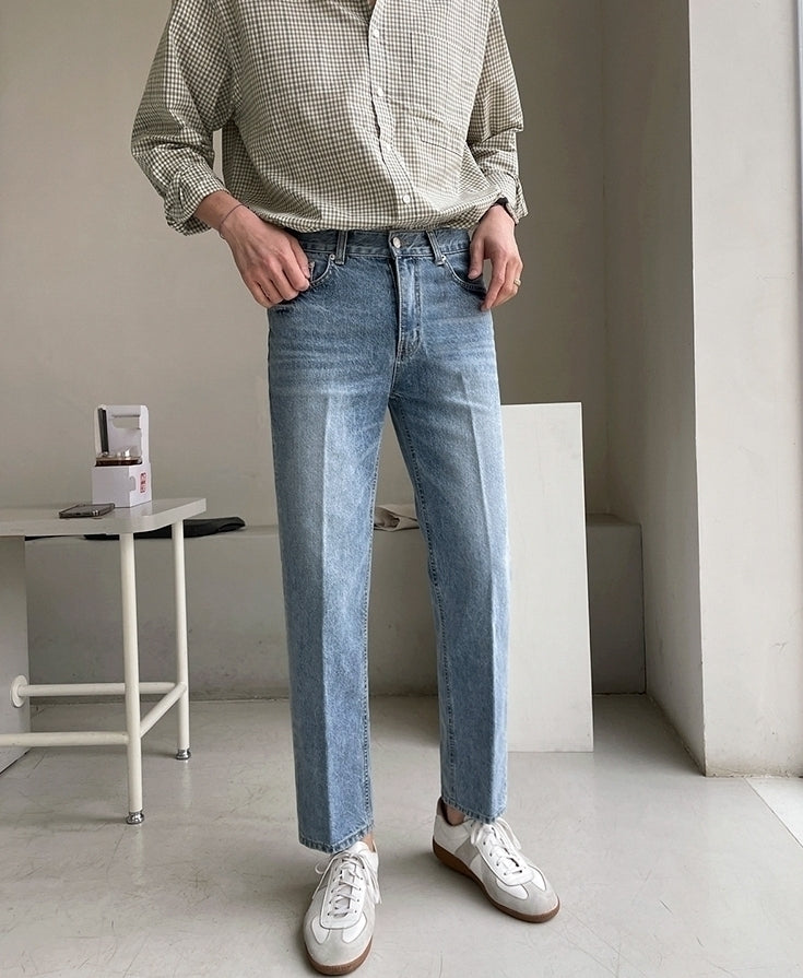 Vintage Wash Casual Straight Jeans