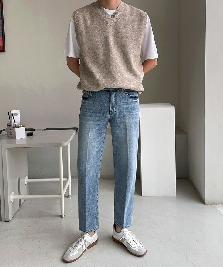 Vintage Wash Casual Straight Jeans