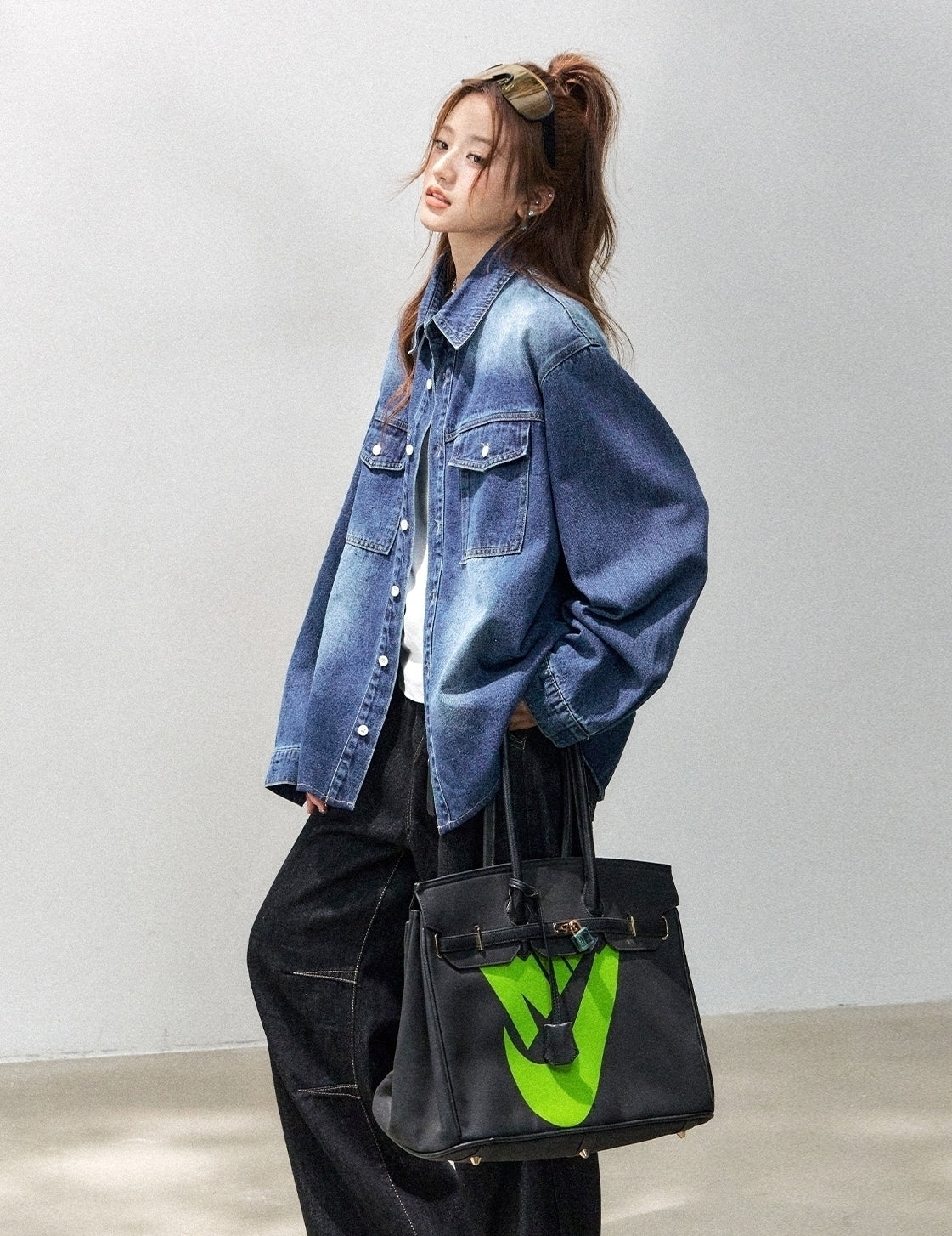 Vintage Washed Blue Denim Shirt Jacket