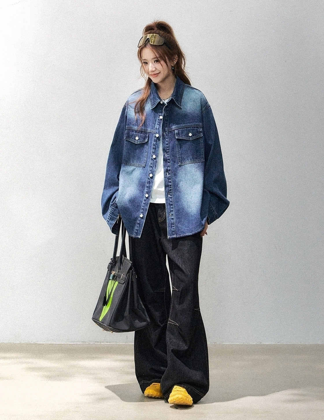 Vintage Washed Blue Denim Shirt Jacket