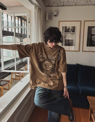 Vintage Washed Graphic Tee Casual Loose Fit