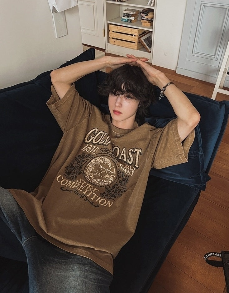 Vintage Washed Graphic Tee Casual Loose Fit