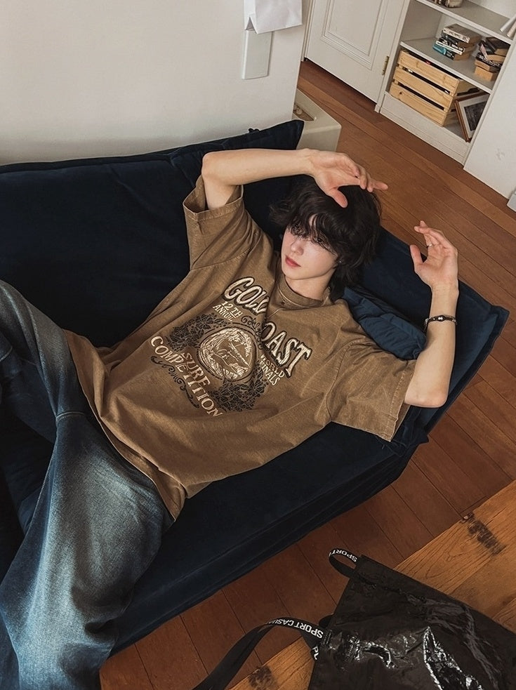 Vintage Washed Graphic Tee Casual Loose Fit