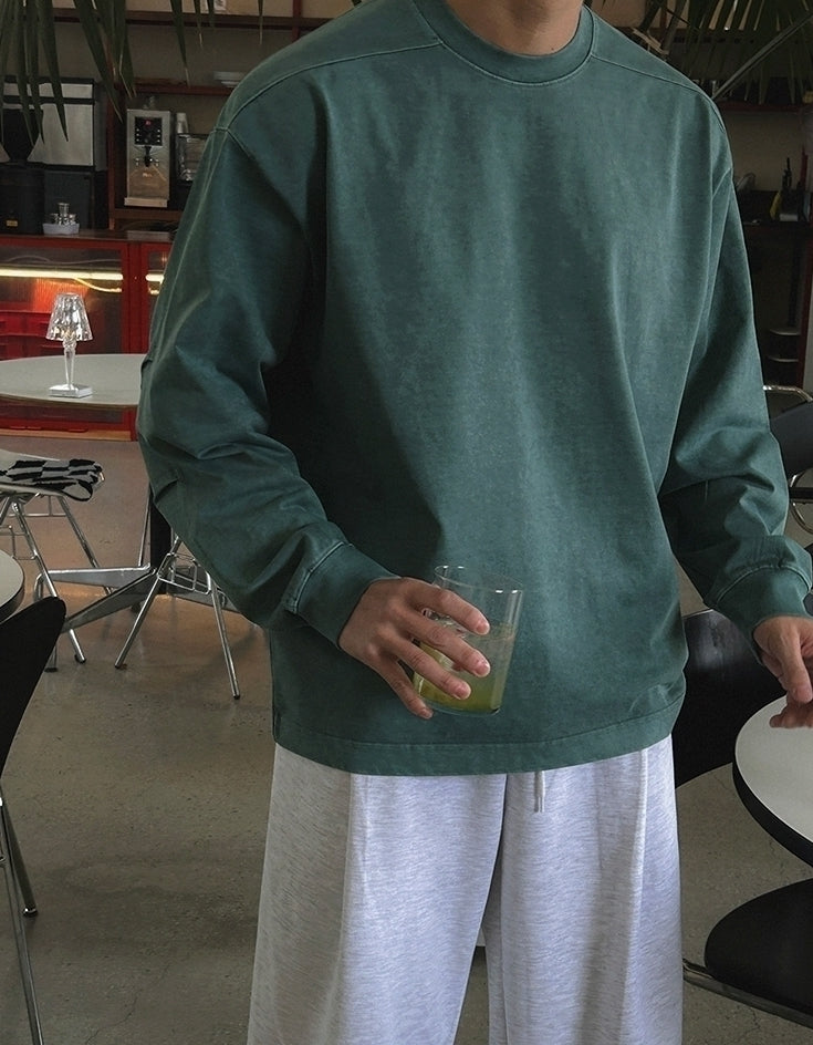 Vintage Washed Crewneck Sweatshirt Casual Pullover