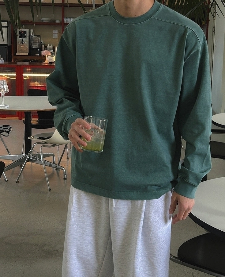 Vintage Washed Crewneck Sweatshirt Casual Pullover