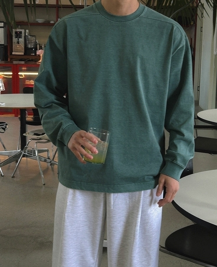 Vintage Washed Crewneck Sweatshirt Casual Pullover