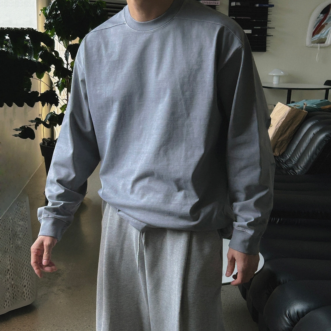 Vintage Washed Crewneck Sweatshirt Casual Pullover