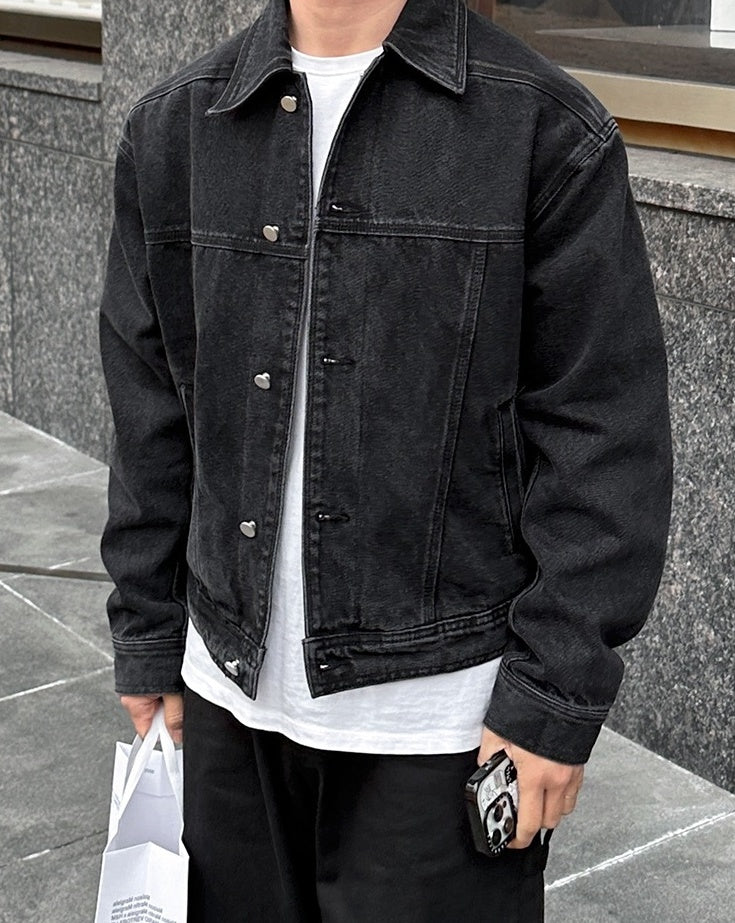 Vintage Washed Denim Jacket Retro Style
