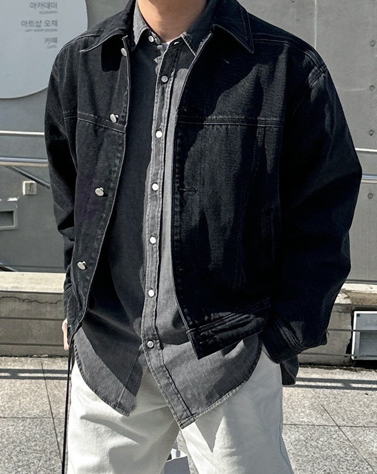 Vintage Washed Denim Jacket Retro Style