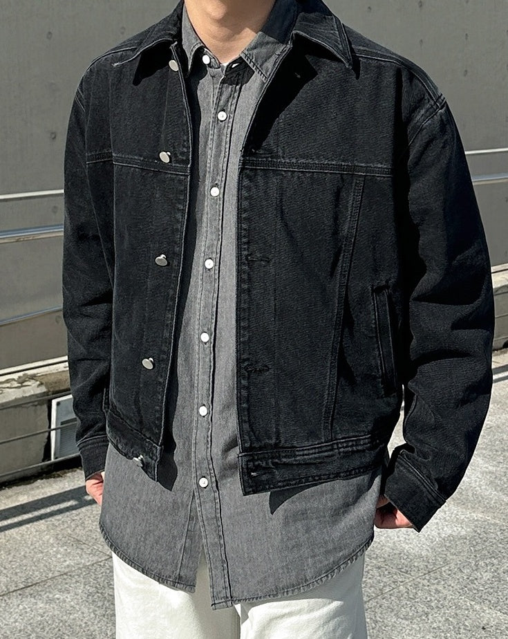 Vintage Washed Denim Jacket Retro Style