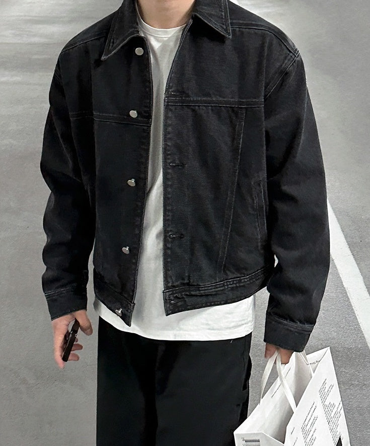 Vintage Washed Denim Jacket Retro Style