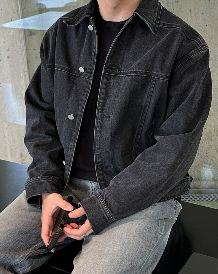 Vintage Washed Denim Jacket Retro Style