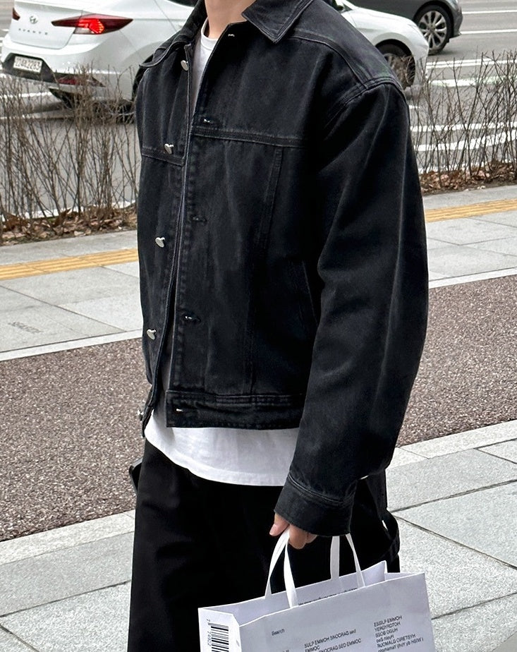 Vintage Washed Denim Jacket Retro Style