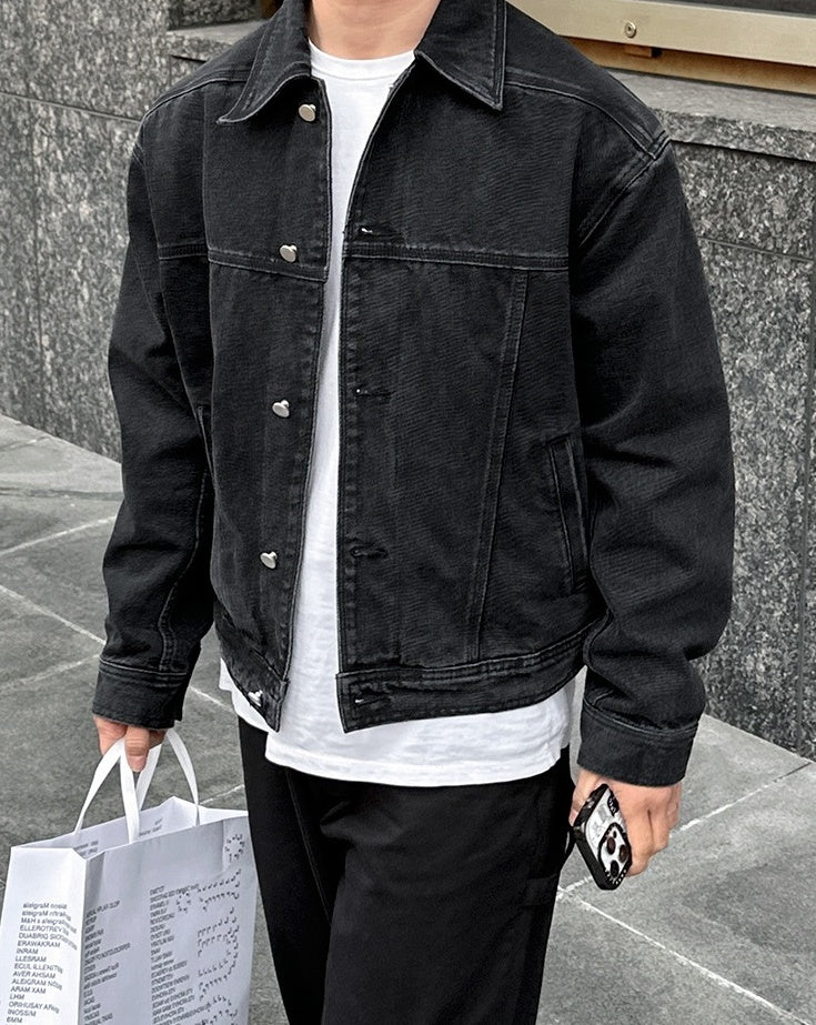 Vintage Washed Denim Jacket Retro Style