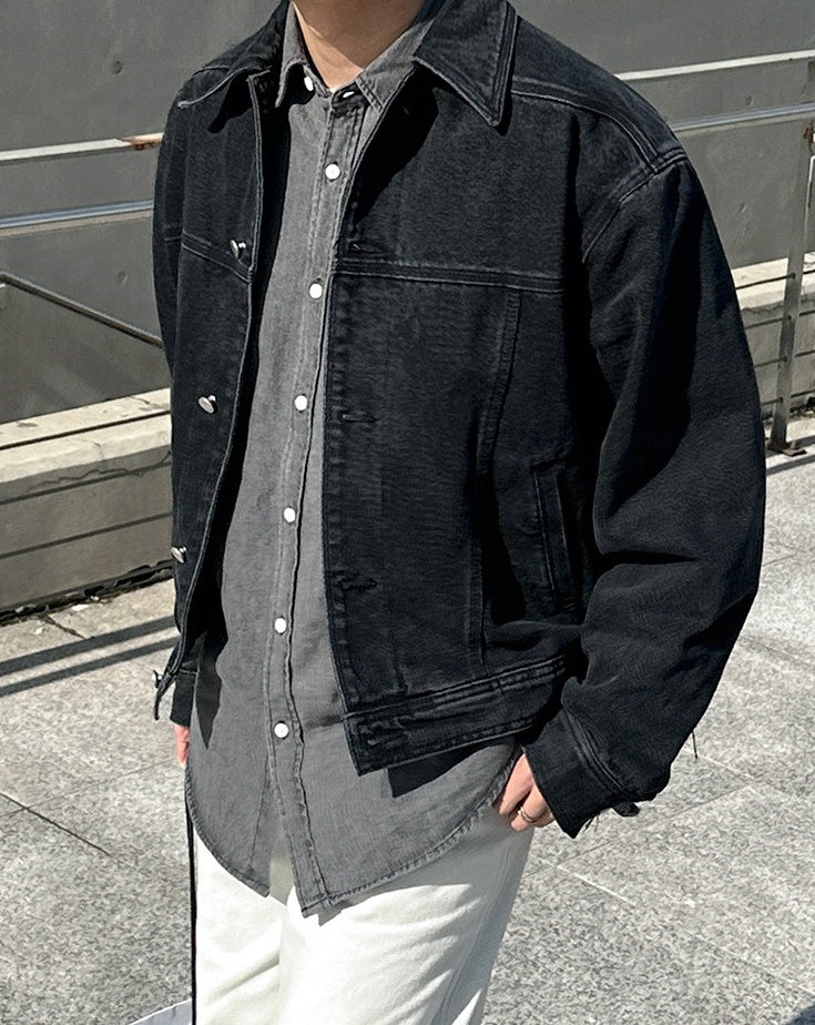 Vintage Washed Denim Jacket Retro Style