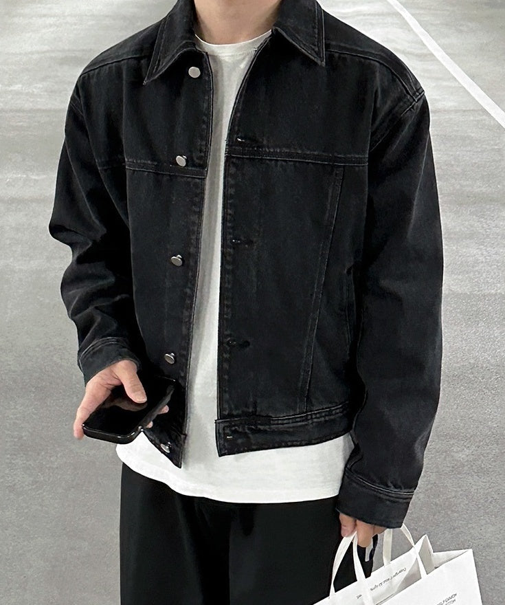 Vintage Washed Denim Jacket Retro Style