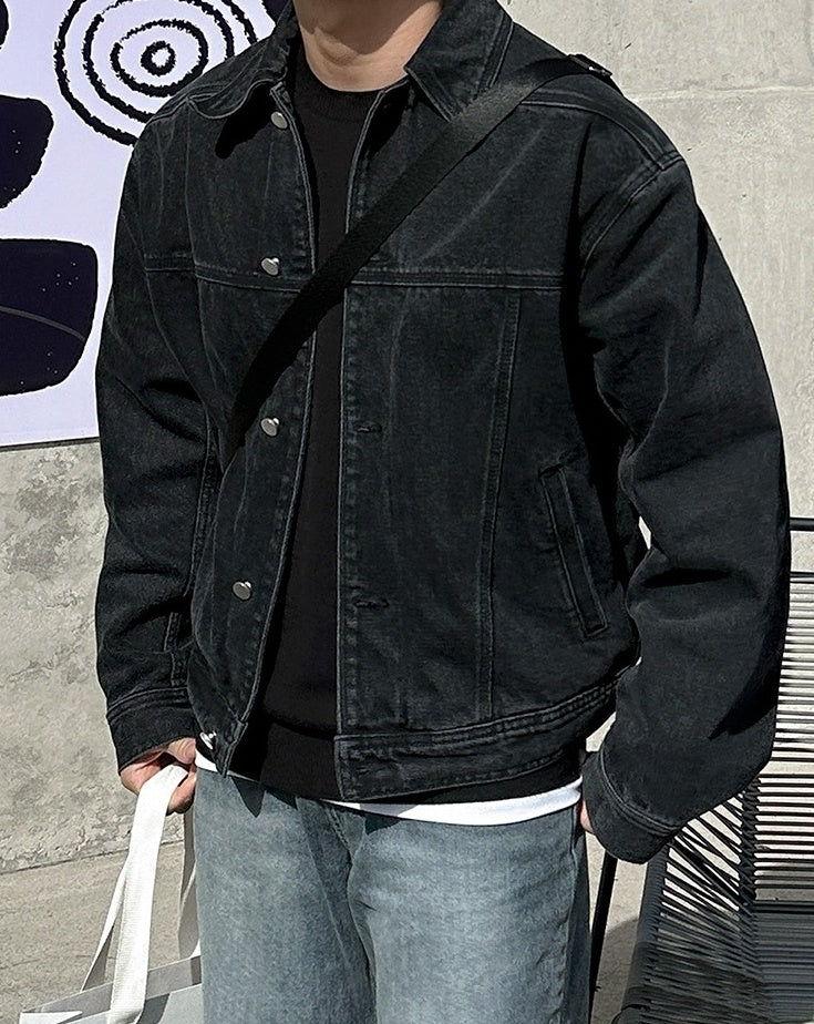 Vintage Washed Denim Jacket Retro Style