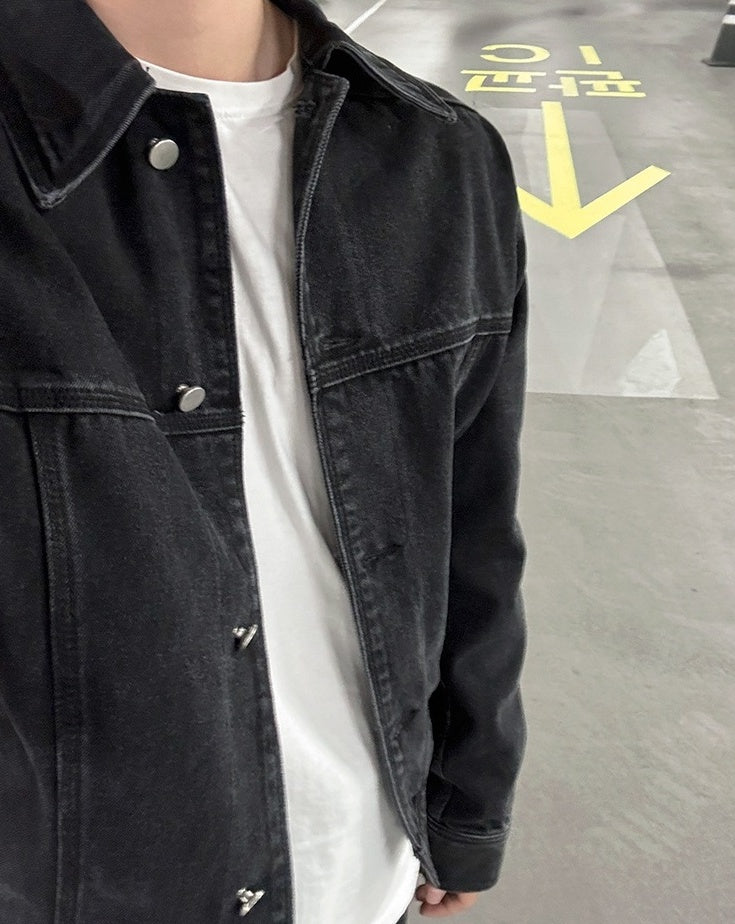 Vintage Washed Denim Jacket Retro Style