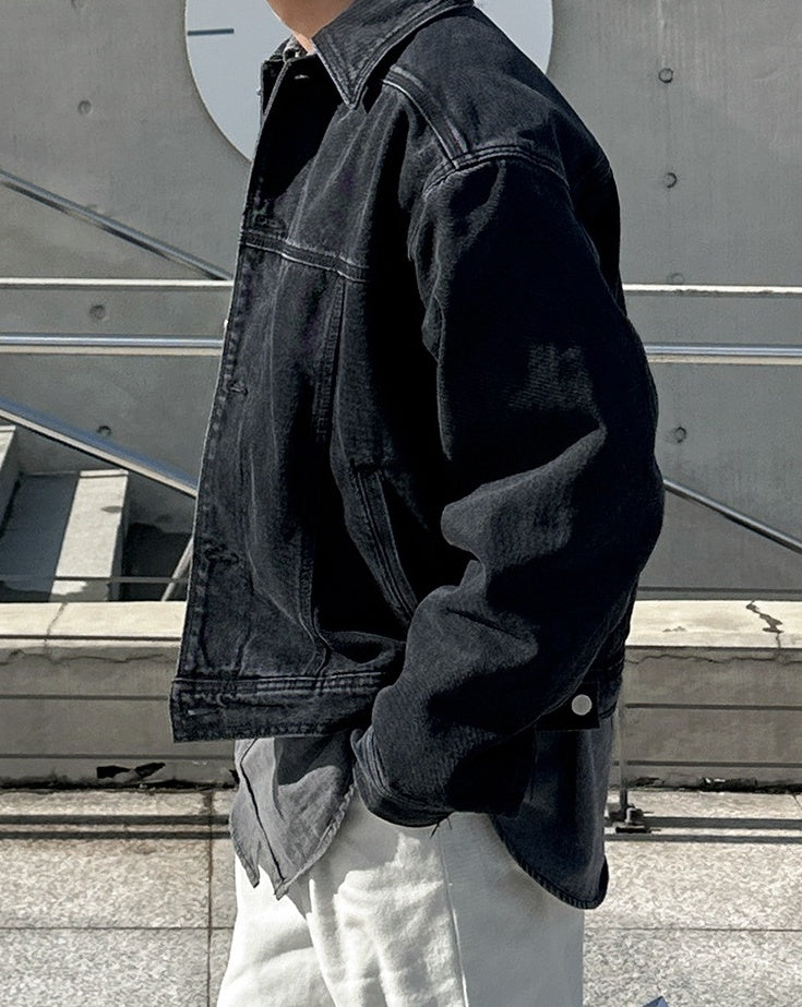 Vintage Washed Denim Jacket Retro Style