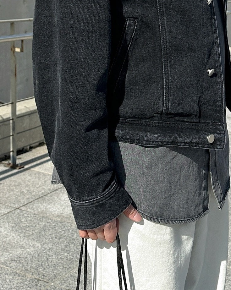 Vintage Washed Denim Jacket Retro Style