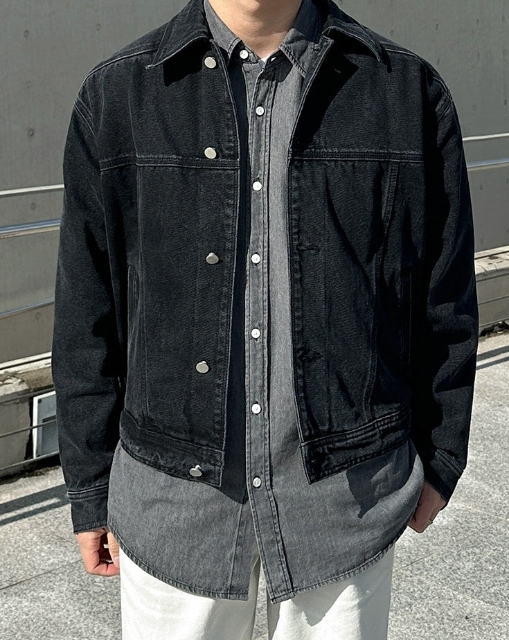 Vintage Washed Denim Jacket Retro Style