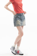 Vintage Washed Denim Mini Skirt