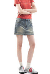Vintage Washed Denim Mini Skirt