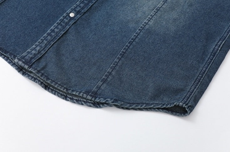 Vintage Washed Denim Short Sleeve Casual Shirt