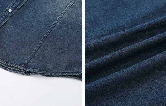 Vintage Washed Denim Short Sleeve Casual Shirt