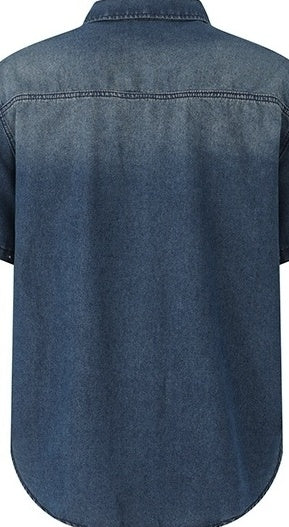 Vintage Washed Denim Short Sleeve Casual Shirt