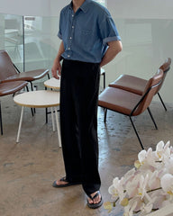 Vintage Washed Denim Short Sleeve Shirt