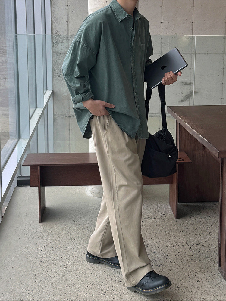 Vintage Washed Long Sleeve Casual Shirt