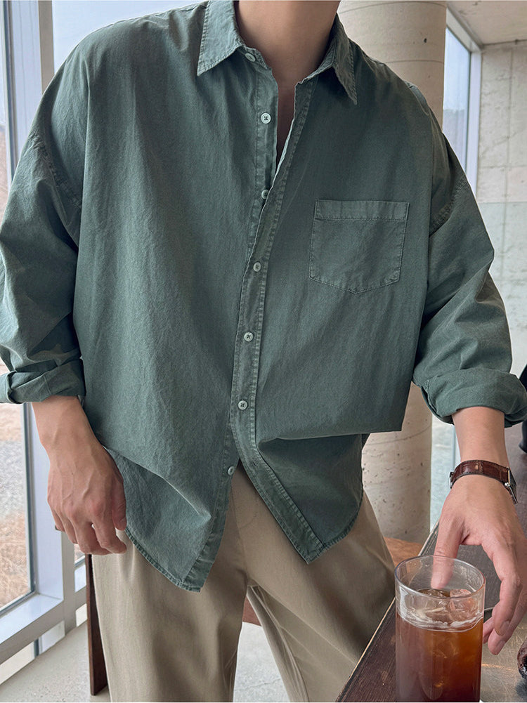 Vintage Washed Long Sleeve Casual Shirt
