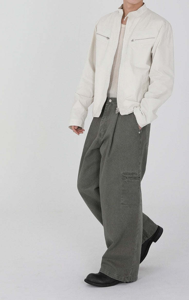 Vintage Washed Loose Straight Jeans