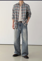 Vintage Washed Loose Straight Jeans