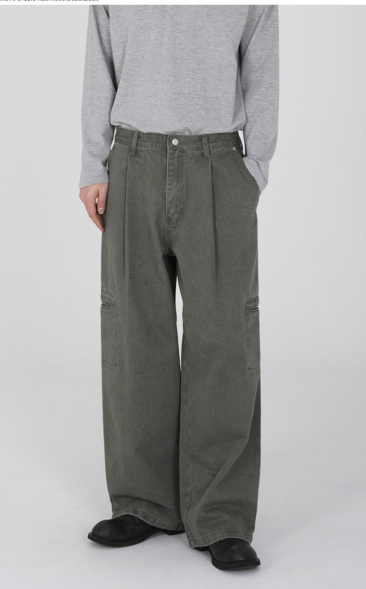 Vintage Washed Loose Straight Jeans