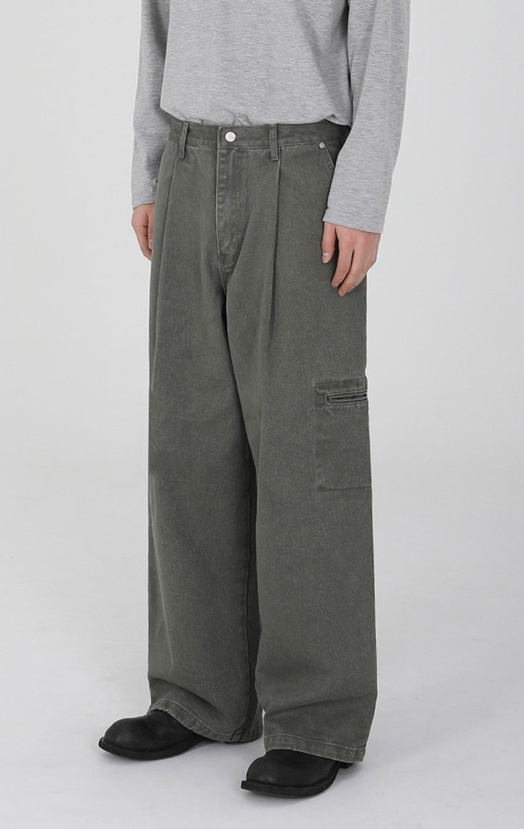 Vintage Washed Loose Straight Jeans