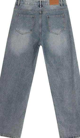 Vintage Washed Loose Straight Jeans