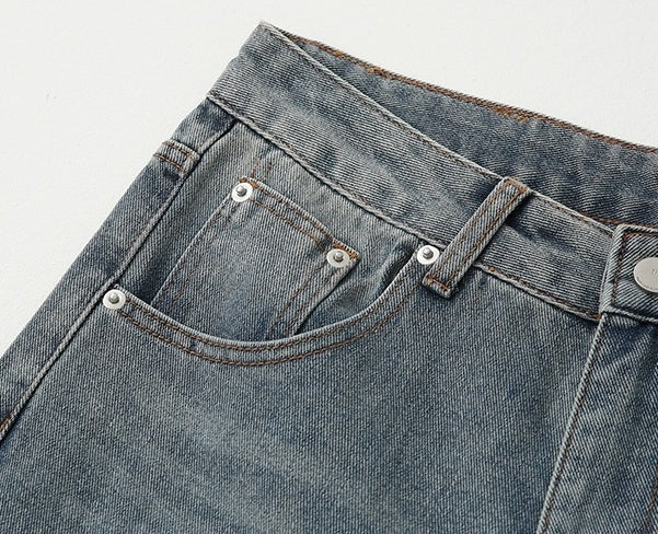 Vintage Washed Loose Straight Jeans