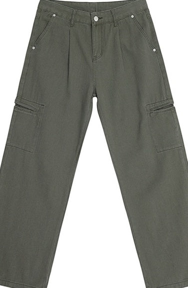 Vintage Washed Loose Straight Jeans