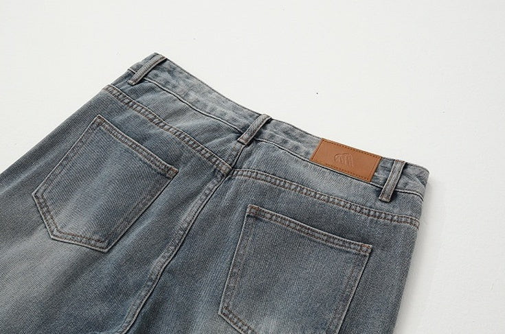 Vintage Washed Loose Straight Jeans
