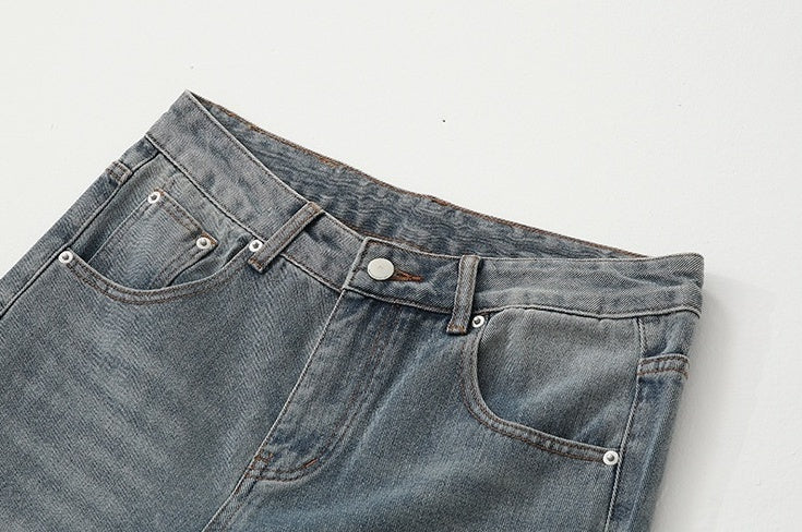 Vintage Washed Loose Straight Jeans