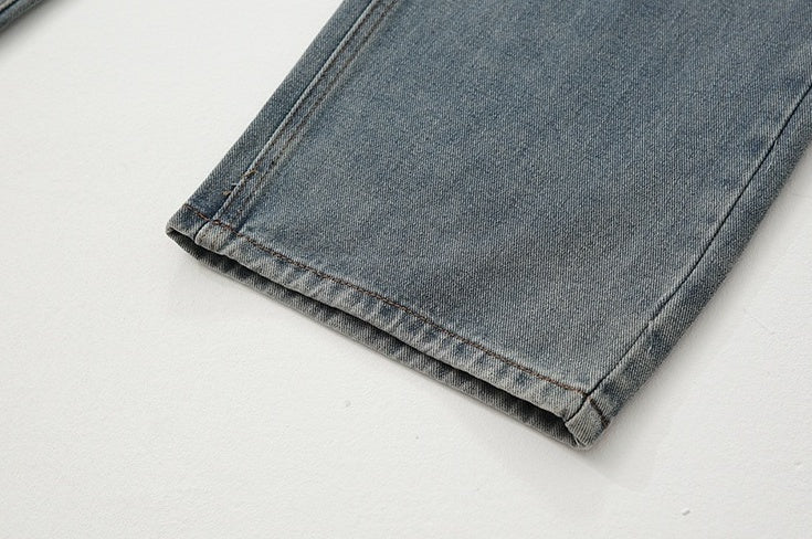 Vintage Washed Loose Straight Jeans