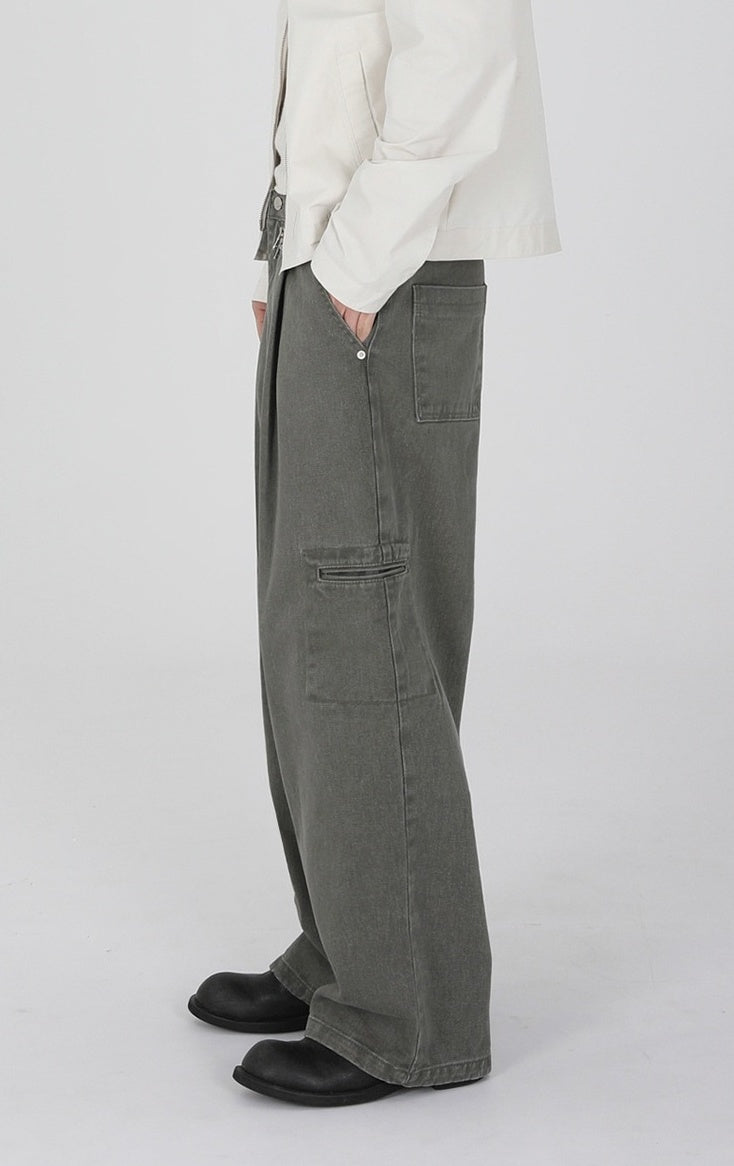 Vintage Washed Loose Straight Jeans